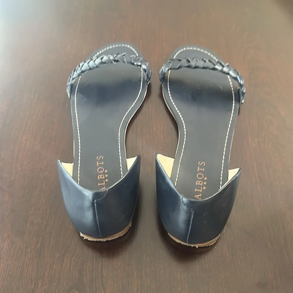 Talbots Womens Navy Braided Strap Sandals Sz 8 Minimalist Timeless Preppy Chic